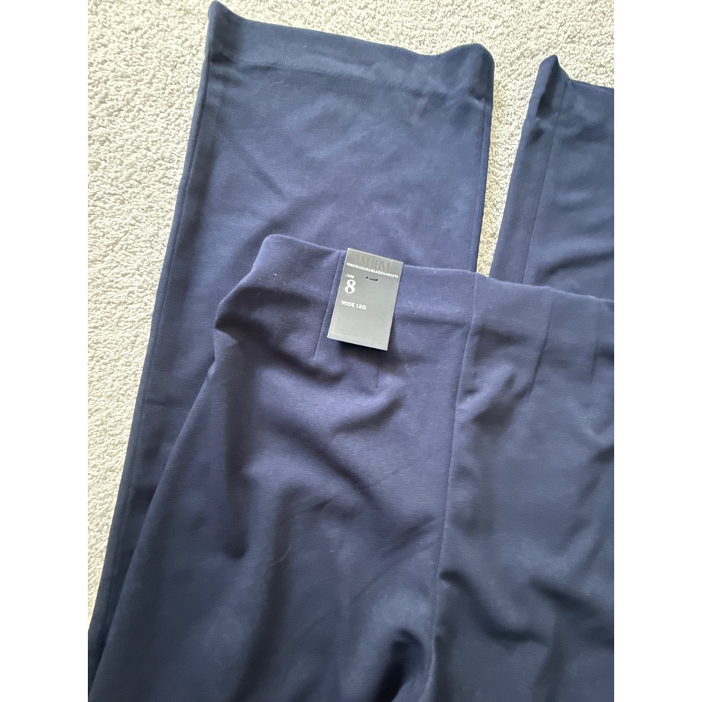 White House Black Market Wide Leg Pants 8R Officer Blue Slip On 570360391 NWT - Picture 3 of 4